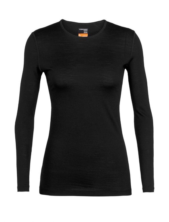  ICEBREAKER WOMEN'S OASIS LONG SLEEVE CREWE 200 Black