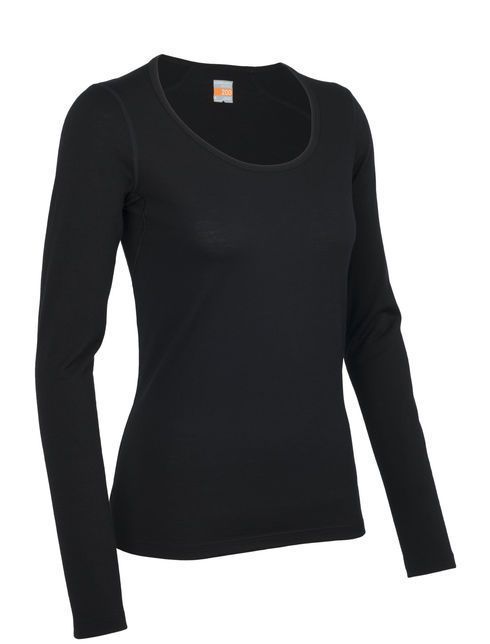  ICEBREAKER WOMEN'S OASIS LONG SLEEVE SCOOP Black