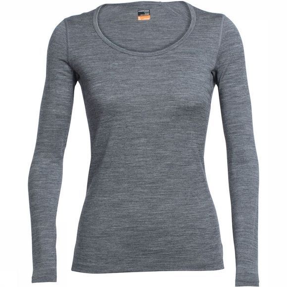  ICEBREAKER WOMEN'S OASIS LONG SLEEVE SCOOP Gritstone heather