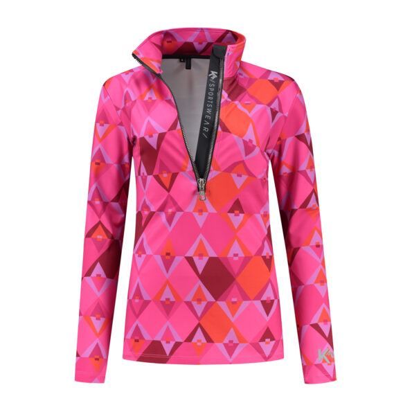  KOU LADIES MID LAYER PULLY DIAMOND Pink red