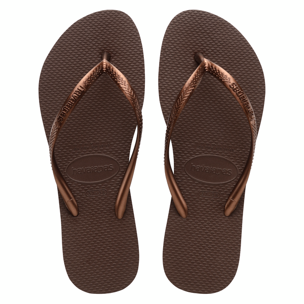  HAVAIANAS SLIM Dark brown / Metal acoused