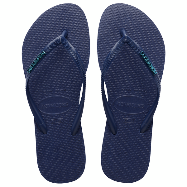  HAVAIANAS SLIM LOGO METALLIC Navy blue / Navy blue